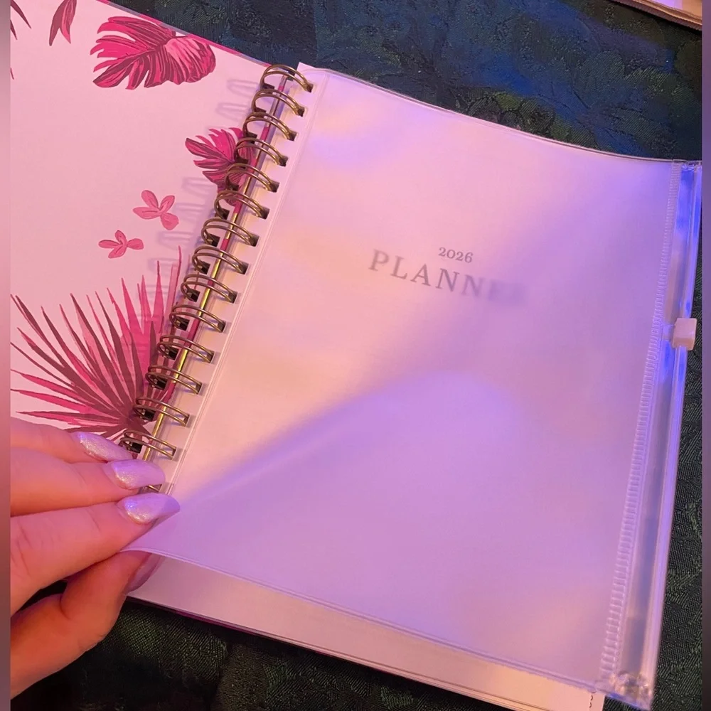 Hardcover Pink Tiger Spiral 2026 Organizational Planner with Gold Accents